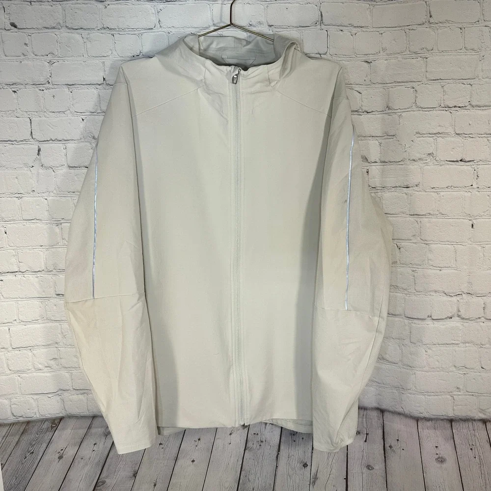 Lululemon Warp Light Packable Jacket Full Zip Reflective Beige Off-White XL